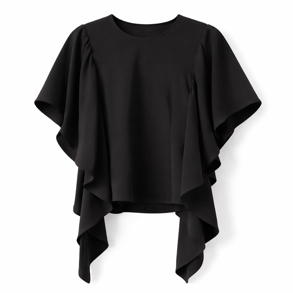 Leith Ruffle Sleeve Blouse Black XS NWT